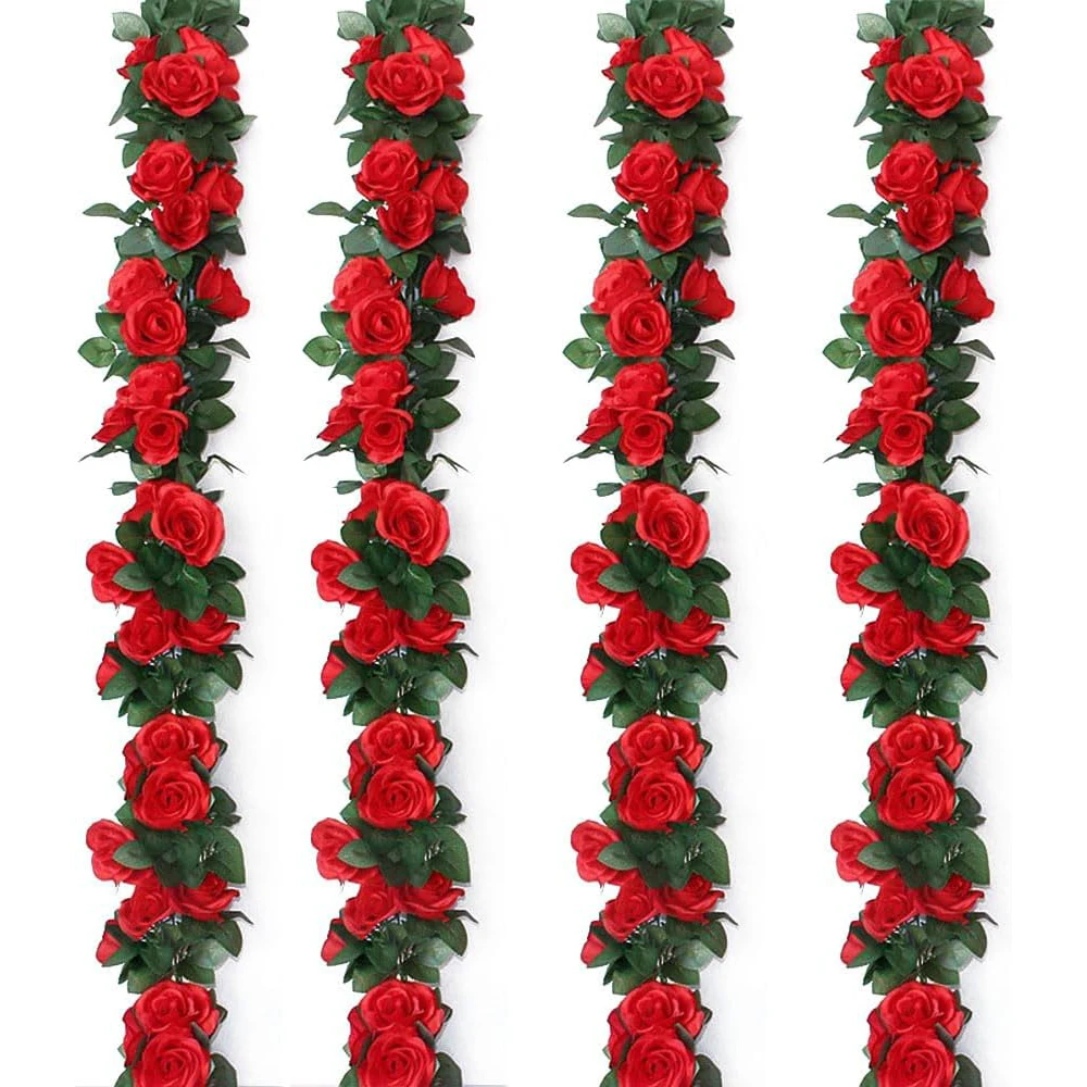 1pcs Artificial Flowers Vine 45pcs / 69pcs Rose Fake Flower Home Room Wedding Decor Decoration Wall Hanging Garland DIY Plants