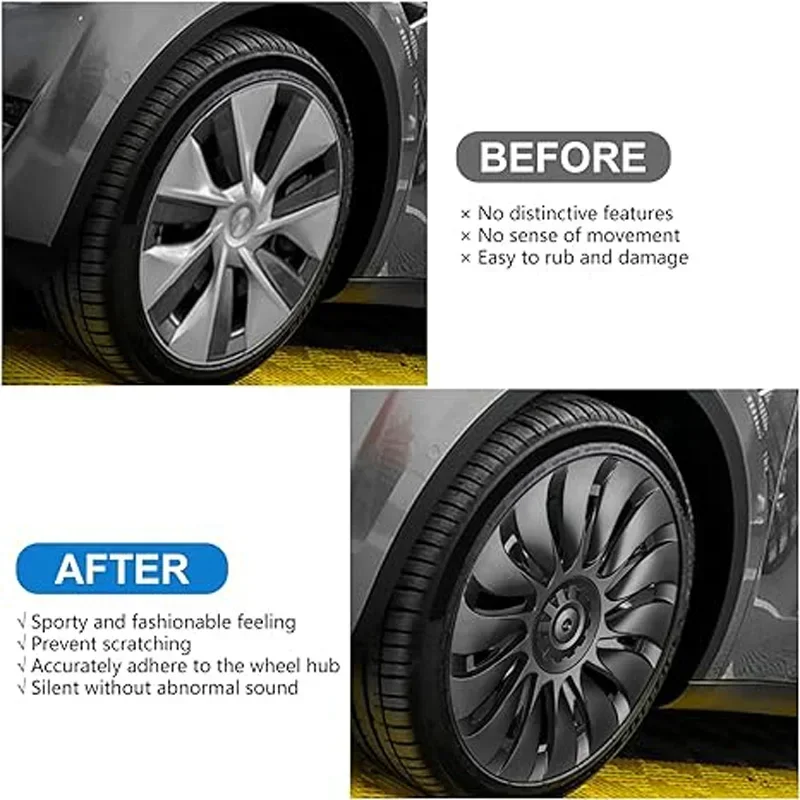 4PCS/1PCS Wheel Caps Performance  Automobile Replacemen Hub cap Full Rim Cover Accessories for Tesla Model Y 19 Inch Hubcap 2024