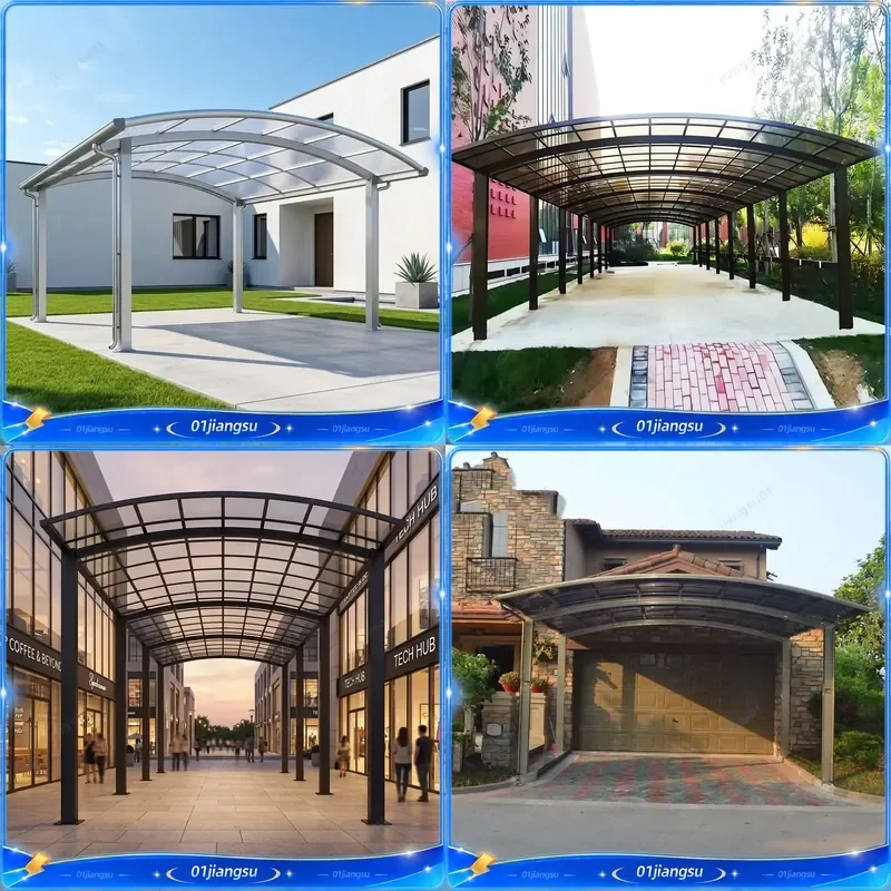 Aluminum Alloy Carport UV Protective Acrylic Roof Outdoor Car Shelter Arched Parking Canopy Garage Tent Durable Auto Cover