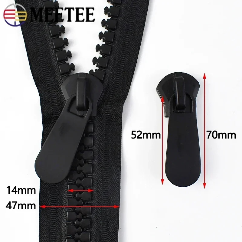 Meetee 20 #   Cremallera de resina, cremalleras de extremo abierto Extra grandes para coser bolso, chaqueta, tienda, Kit de reparación de cremallera, accesorios de costura de prendas