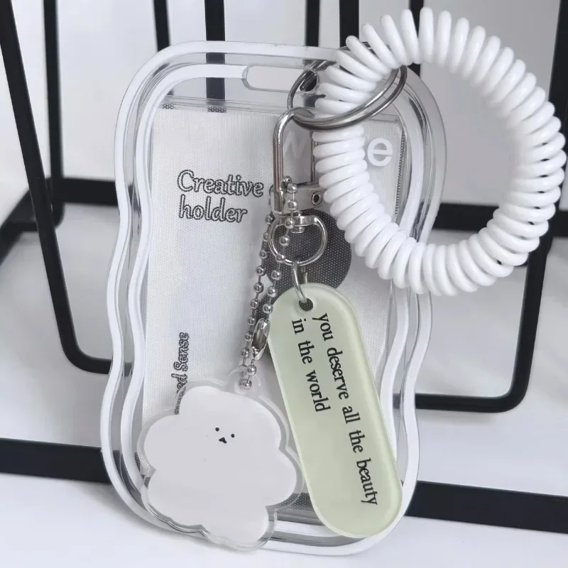 Creative Design Kpop Photocard Holder Transparent Card Holder Keychain Photo Sleeves Bus Card Student Card Case Photo Protector