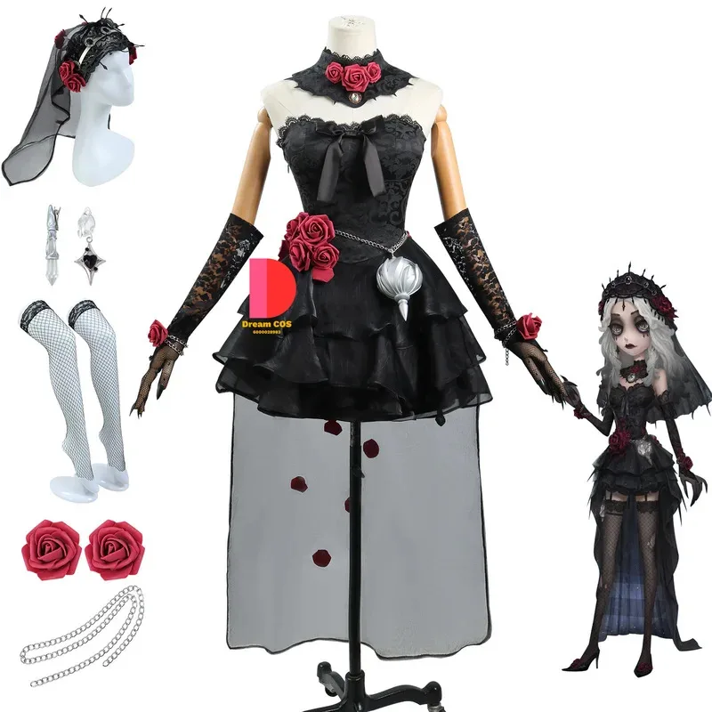 

Identity V Ada Messmer Emile Cosplay Costume for Women and Men Black Rose Dress Halloween Christmas New Year Carnival Party
