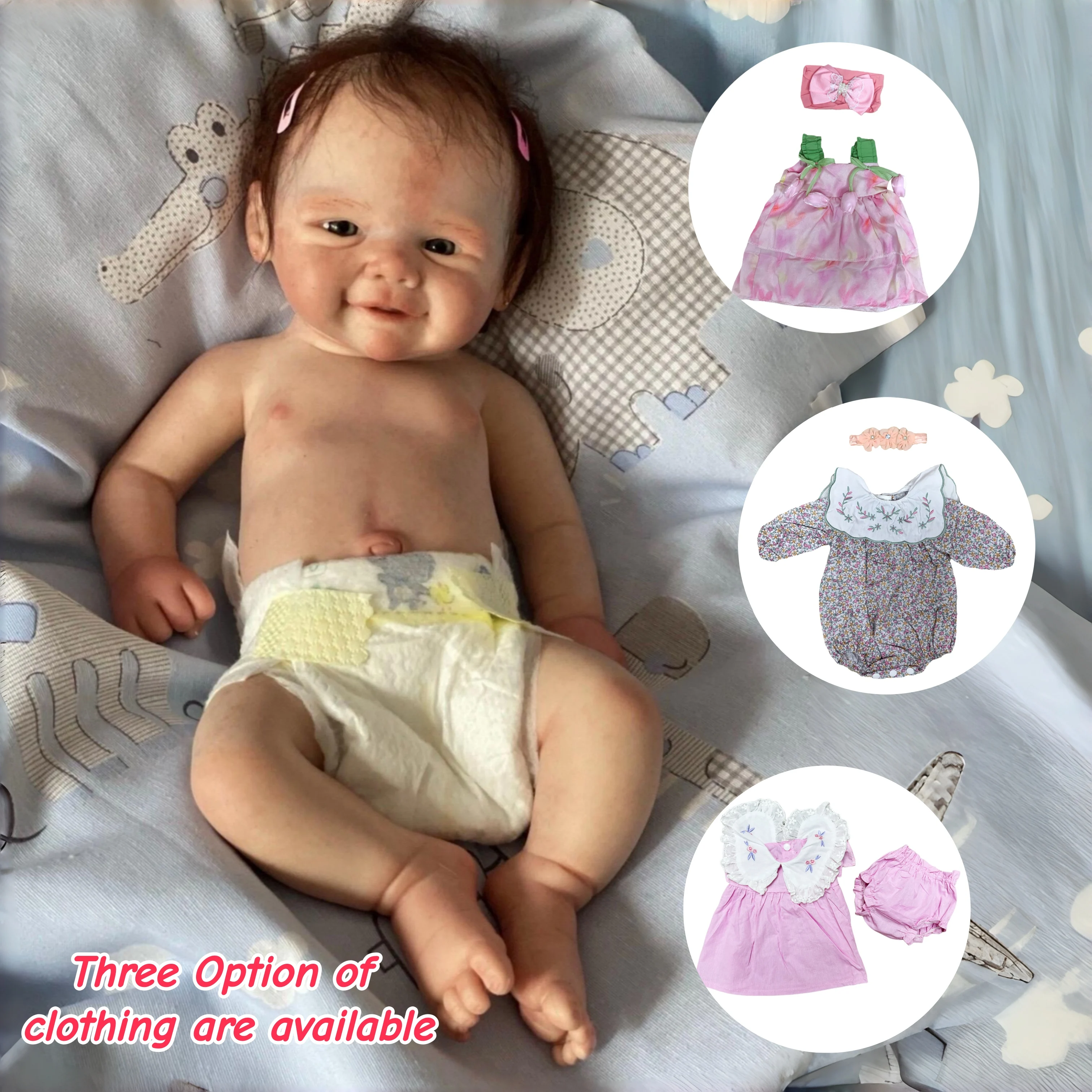 

17-дюймовые силиконовые куклы реборн с 3D росписью Vivienne с ручными корнями волос, реалистичные имитационные Bebe Girl, подарок на день рождения/Рождество