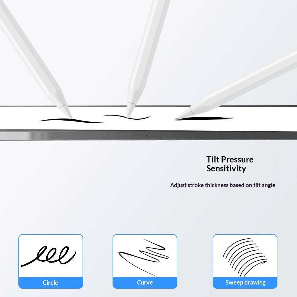 Active Stylus Pen for iPad with Magnetic & Type-C Charging, Bluetooth Battery Display, Tilt Support, Palm Rejection, 2018+