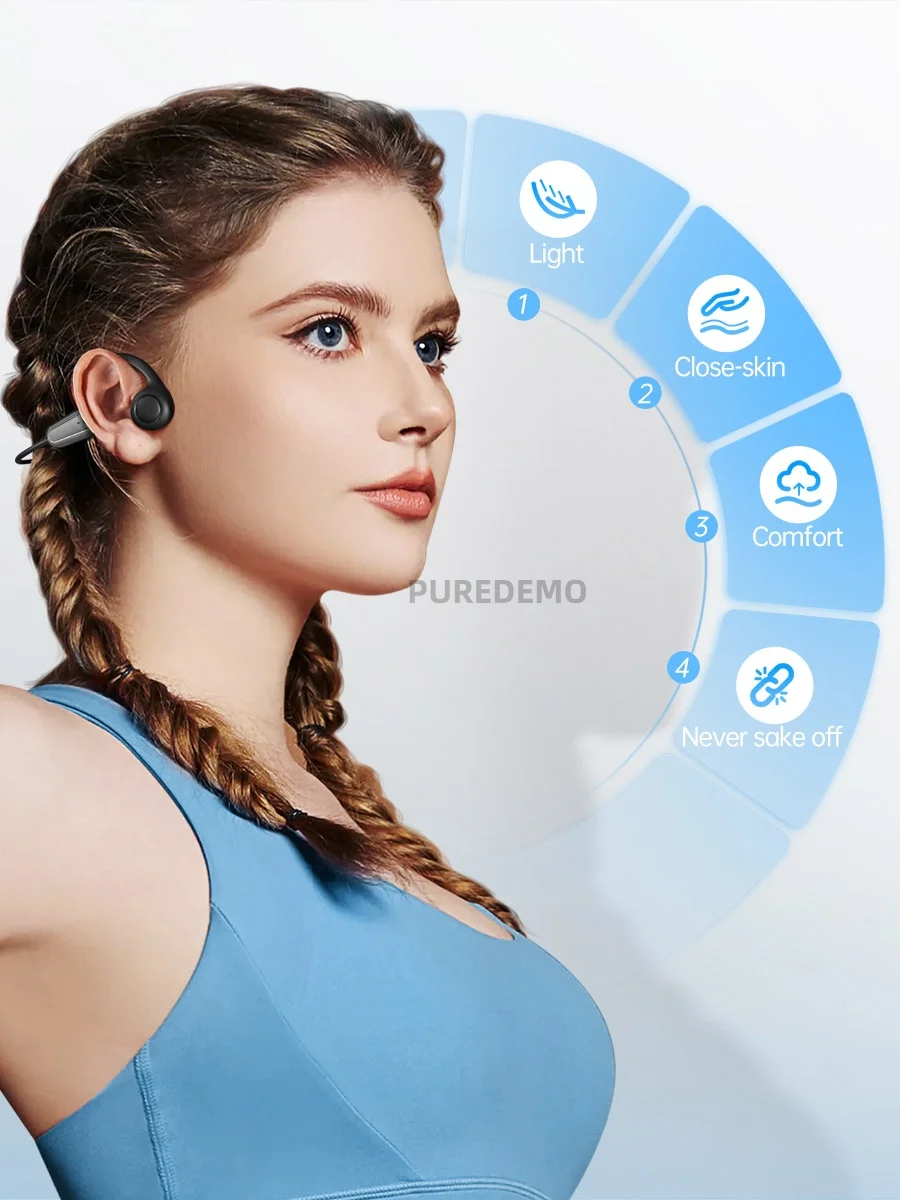 Real Bone Conduction Earphone Type-C Wireless Bluetooth Headphone Waterproof Sport Headset with Mic for Workouts Running Driving