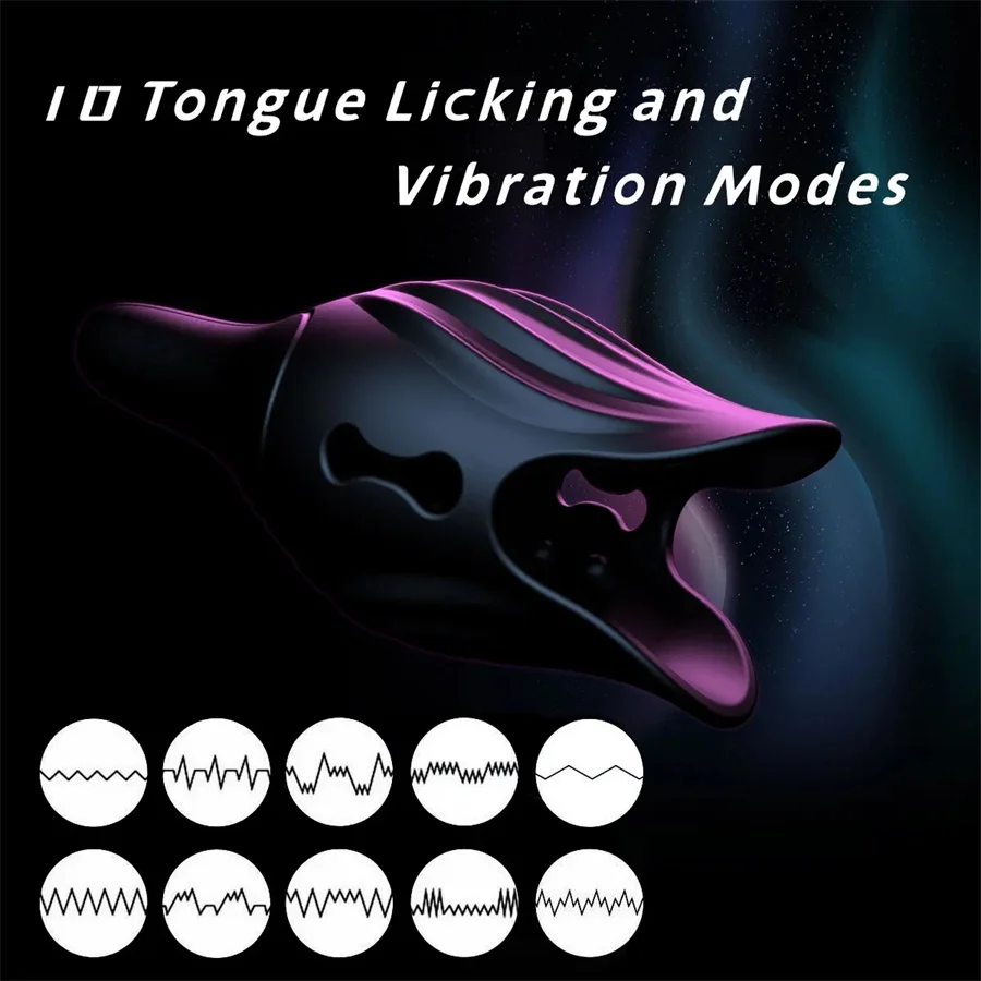 Male Masturbator Tongue Licking Penis Vibrator Blowjob Stimulate Glans Vibrating Massager Climax Delay Trainer Sex Toys For Men