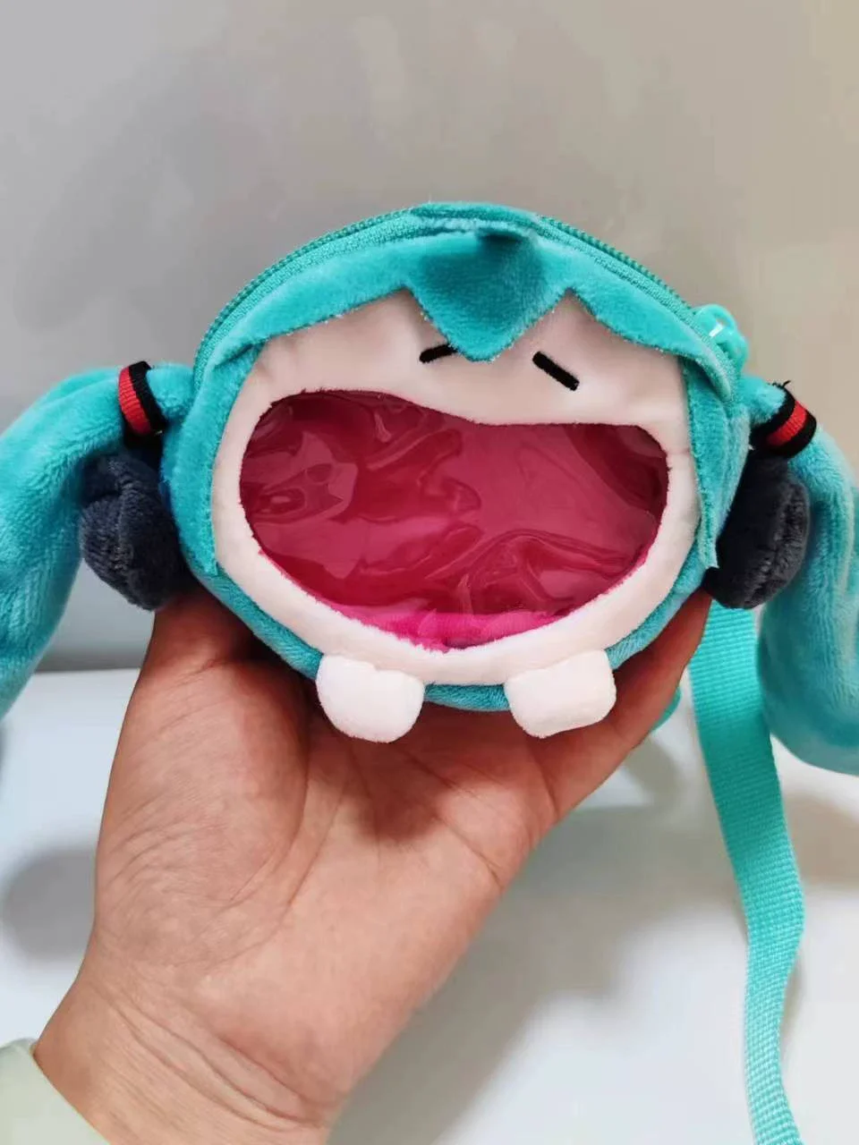 Anime Hatsune Miku Q Version Kawaii Figure Plush Mini Cross Body Bag Keychain Pendant Headphone Bag Pocket Coin Purse Gifts