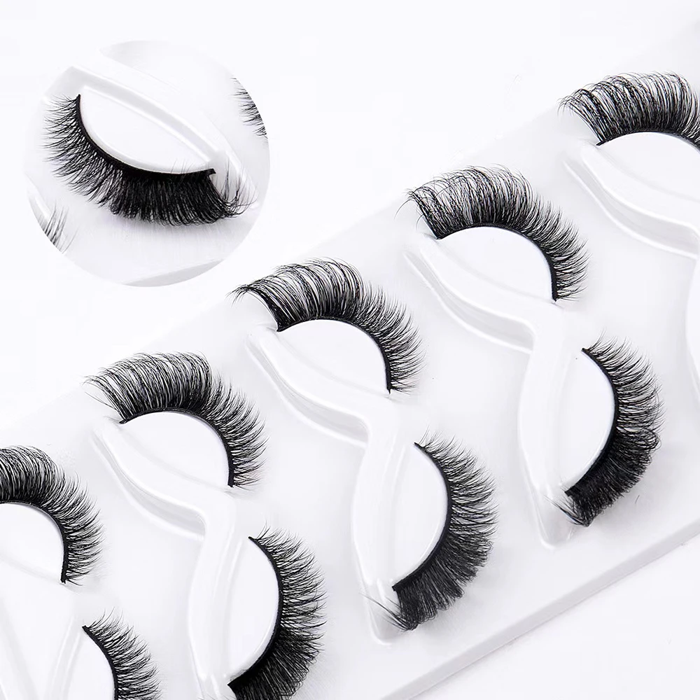 5 pairs of popular fox eye fake eyelashes, naturally thick eyelashes, simulated cat eye eyelashes