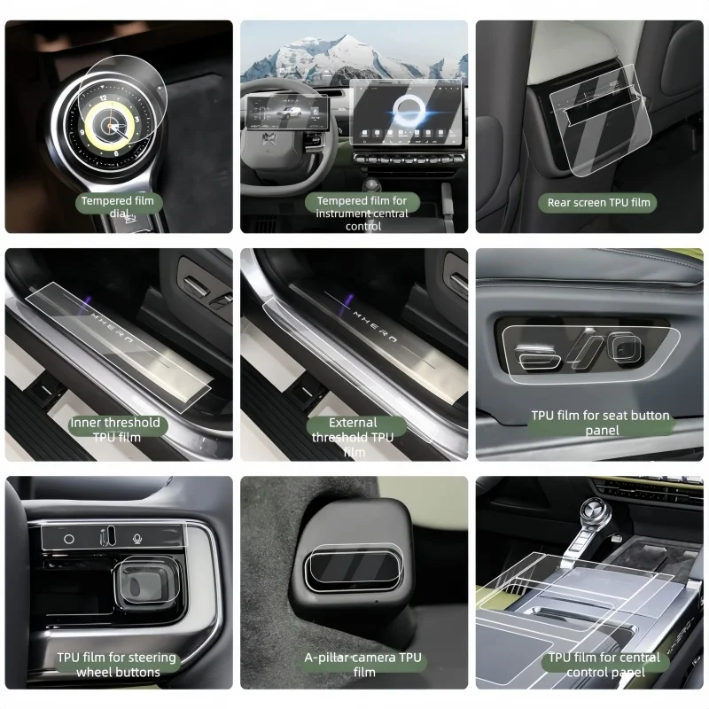 Fit for M-Hero M817 Auto Dashboard Navigation Screen Tempered Film AC Central Control Doorsill TPU Film Auto Interior Parts