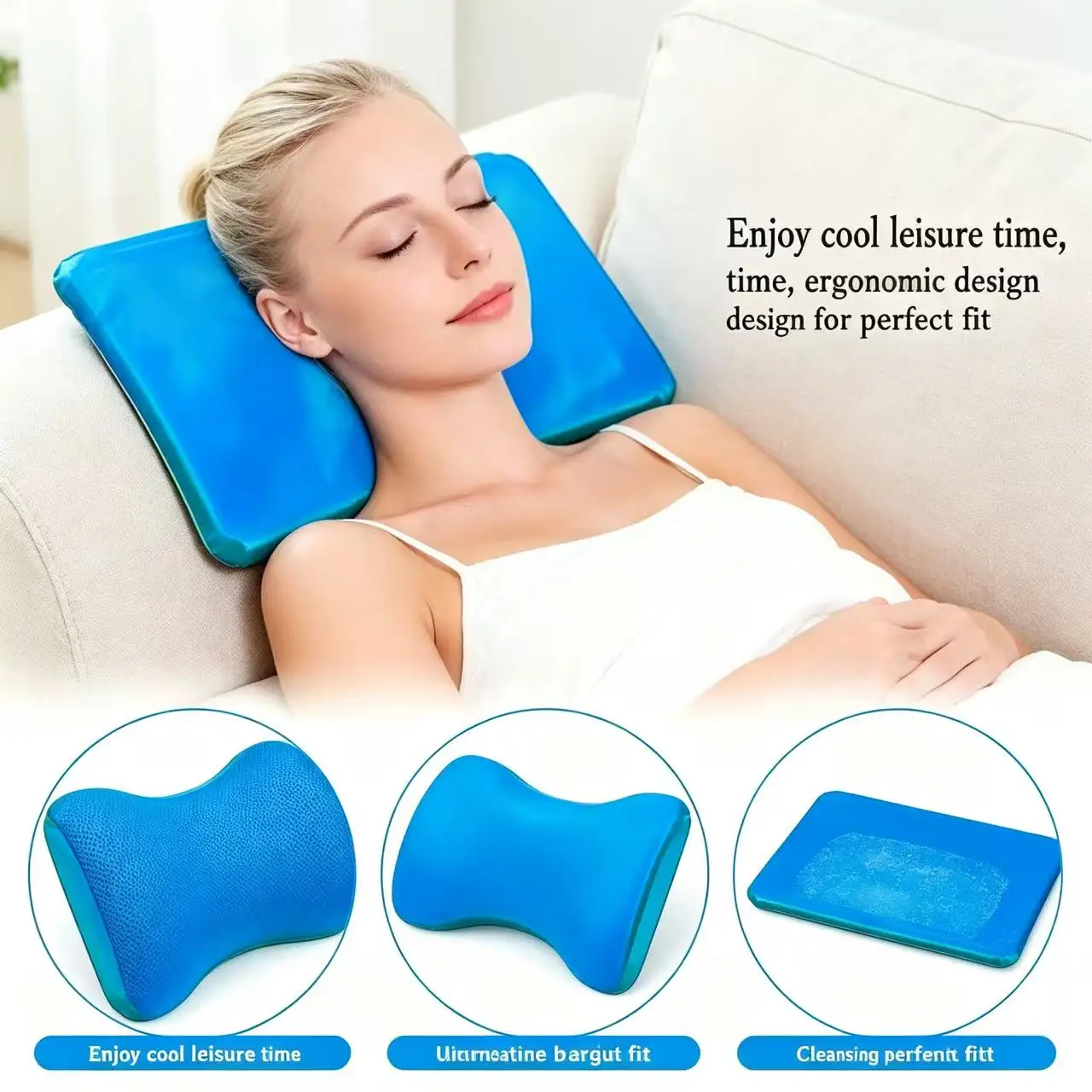 Ergonomic Ergonomic Cooling Gel Neck Pillow,Cold Therapy Support Cushion for Summer Nap, Sofa Rest, Neck Pain Relief & Household Daily Use - Aliexpress Deal