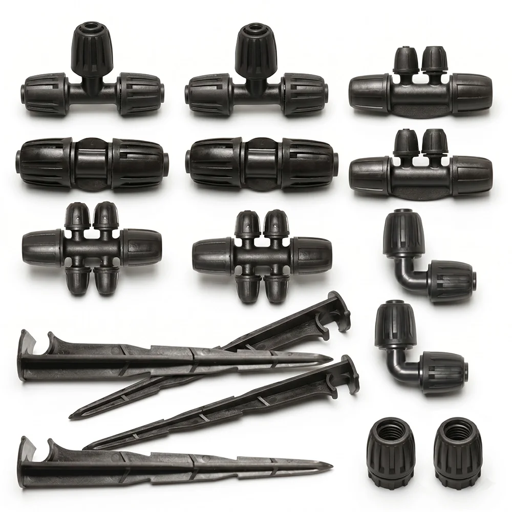 Raccords de connexion verrouillables pour tubes de 1/2 po, raccords en T, coudes, embouts, système d'arrosage automatique de jardin