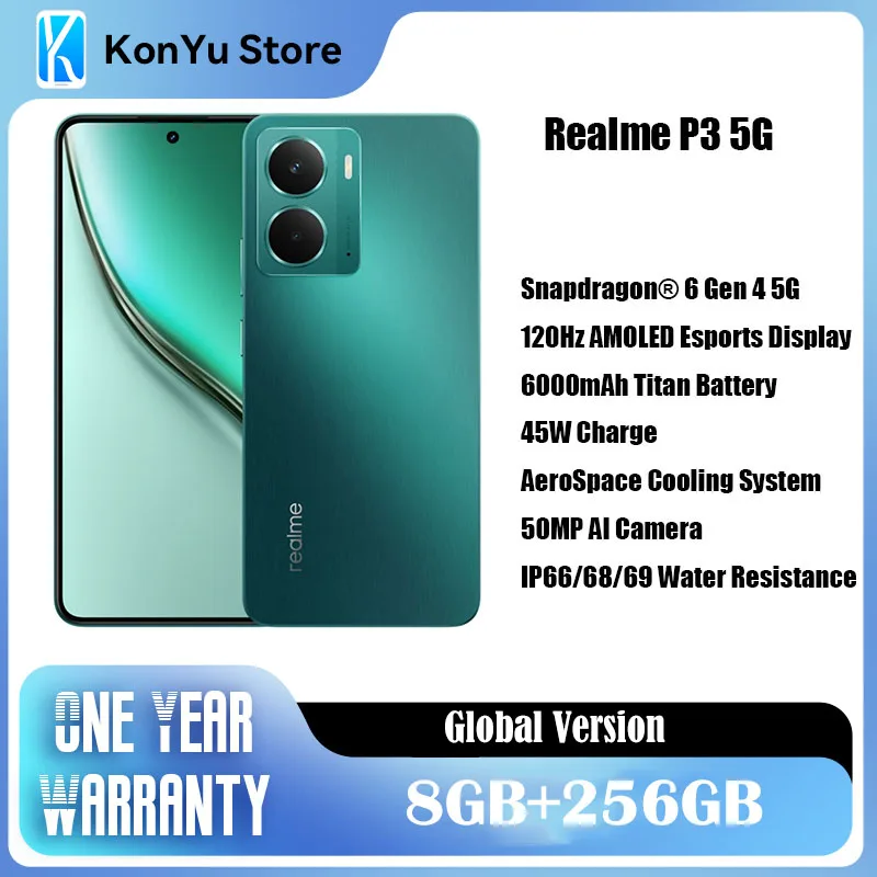 realme P3 5G phone Snapdragon 6 Gen 4 120Hz AMOLED Esports Display 50MP AI Camera 45W Charge 5260mAh Battery realmeP3 SmartPhone