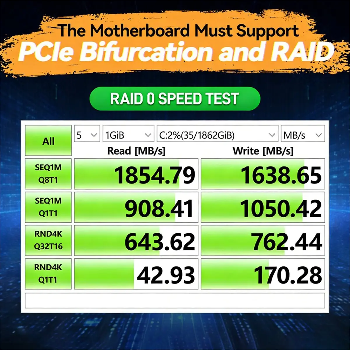 NEW FACTORY~9-Bay PCIe 5.0 to X16 M.2 SATA Adapter 16Gbps Supported 2280 NGFF SATA SSD Supports PCIe X4/X8/X16 Supports 0/1/5