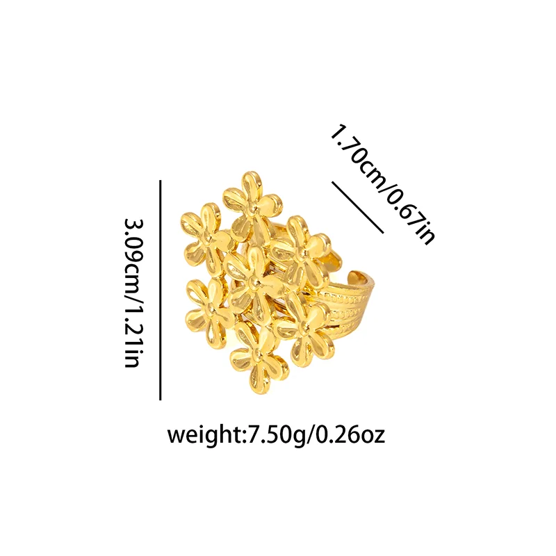 ANENJERY 316L الفولاذ المقاوم للصدأ متعددة الزهور حلقة مفتوحة للنساء الرجال حساسة أنيقة فاخرة تصميم مجوهرات هدايا بالجملة #6