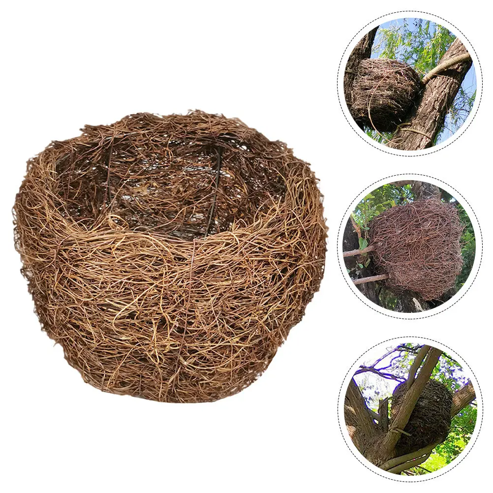 

Плетеный вручную абажур в форме птичьего гнезда из натурального ротанга с железным каркасом для садовых уличных светильников, декор для патио