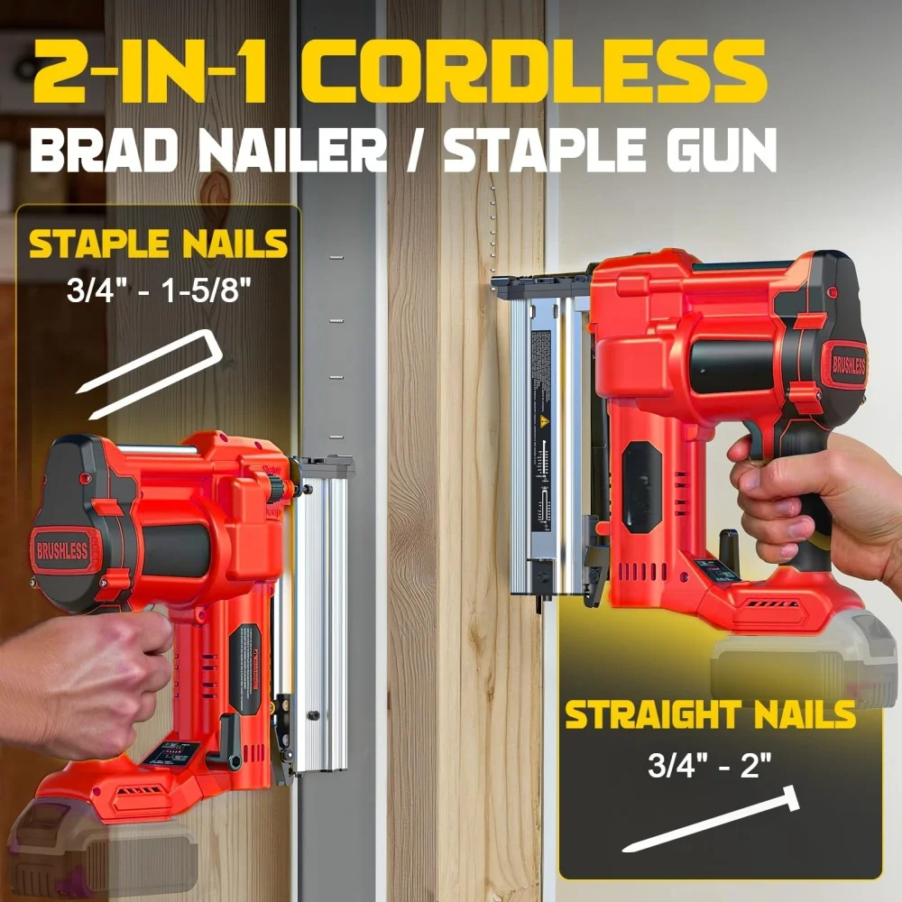 For Milwaukee M18 battery 10-50MM Cordless Brushless Electric 2 in 1 Nailer/Stapler Gun power tool with Nails