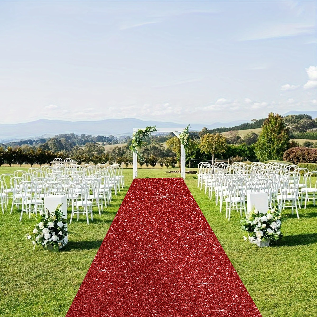 

Red Non-Woven Glitter Carpet Runway Sparkling Wedding Birthday Cristmas Thanksgiving Outdoor Accessories Banquet Corridor Carpet