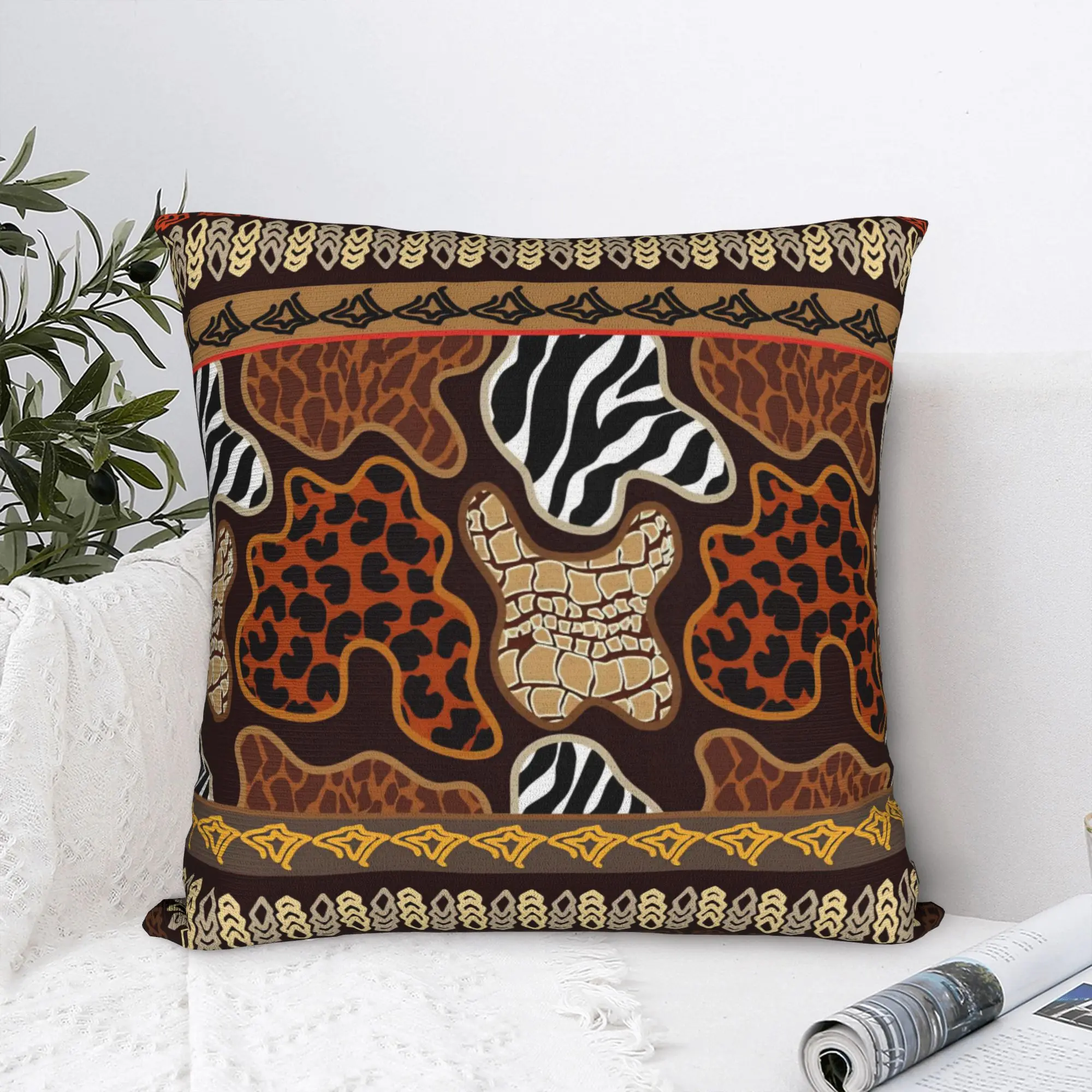 Colorful Traditional Ethnic Tribal Pattern  Throw Pillow Cover Cushions for Sofa Kizomba , Funny Pillowcover Home Decor