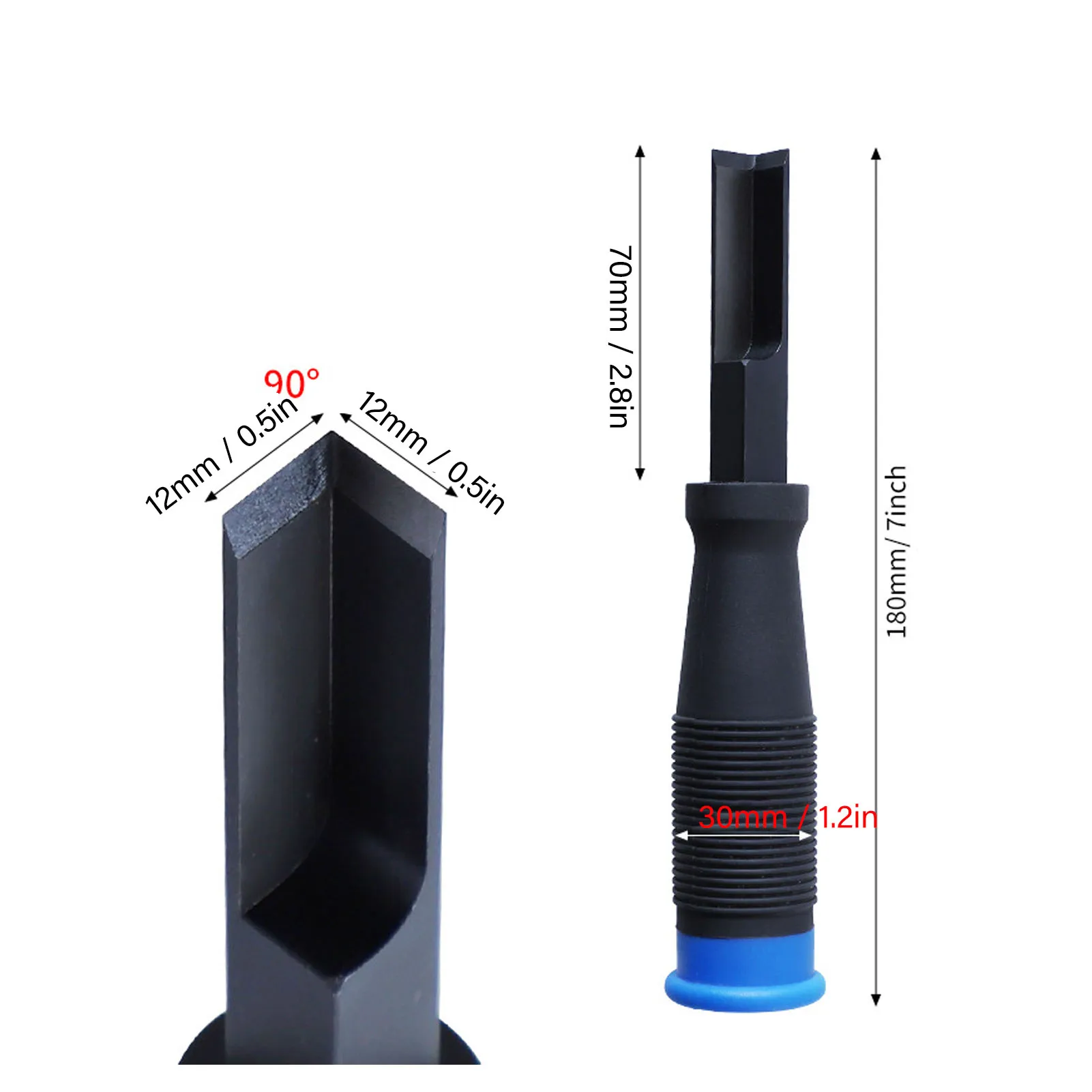 Right Angle Chisel High Hardness Wood Slotting Chisel TPR Handle Chrome Vanadium Steel Wear Resistor for Woodworking Projects