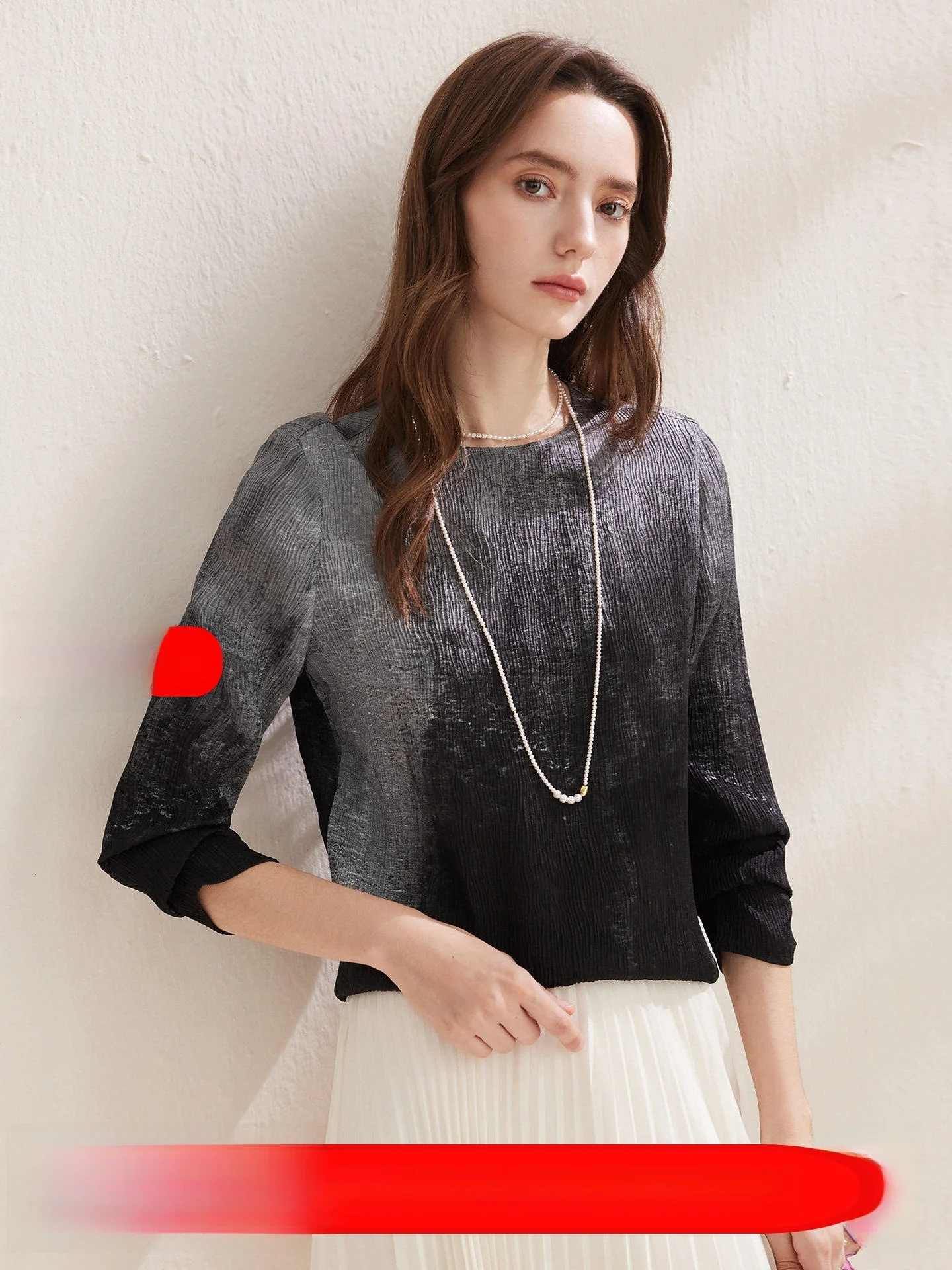 

Новая женская блузка Zhaojun из плотного шелка с длинным рукавом, с цветочным узором, повседневная, свободного кроя, для защиты от солнца