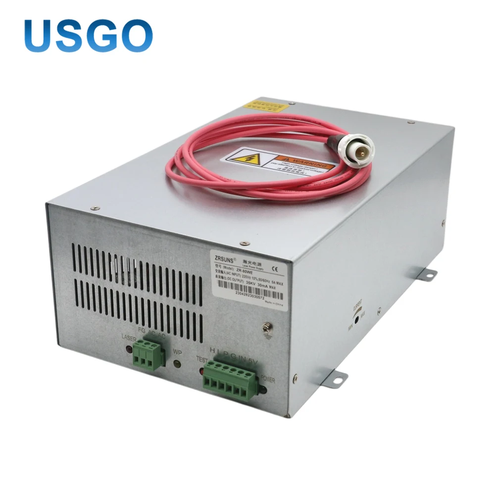 USGO ZR-80WE 80W CO2 Laser Power Supply Unit  High Efficiency Laser Engraver Cutter Power Supply for CO2 Laser Tube Machines