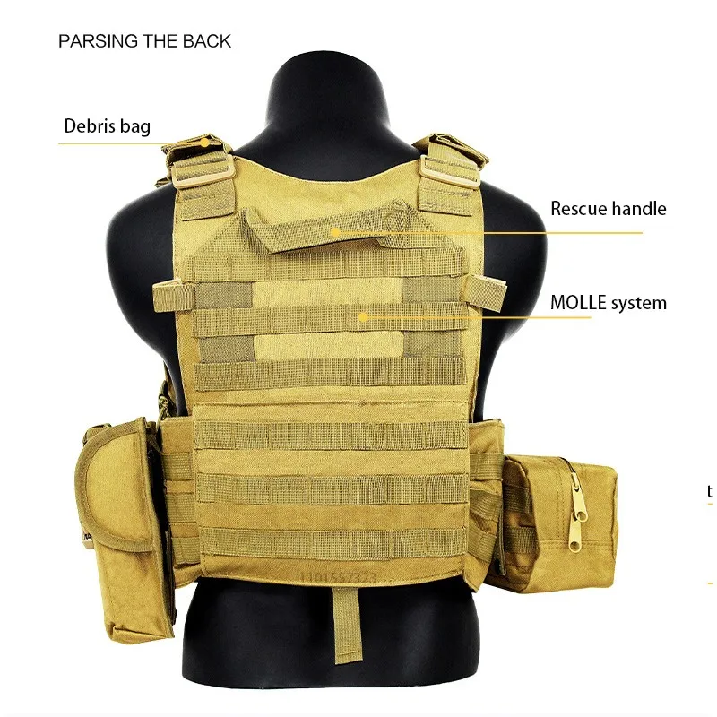 Special Forces Bulletproof Back Tactical Vest Lightweight Multi-Functional Outdoor Expansion Hunting Pockets Body