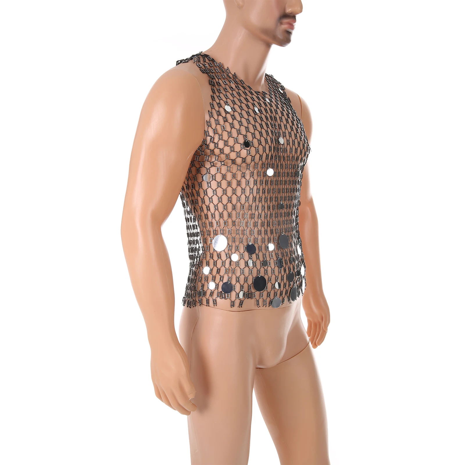 

Сексуальная сетчатая ночная клубная футболка с рифленым камнем, видимая через ткань, топ с оголенным телом и открытой грудью, одежда для танцев в клубе, укороченный топ, аксессуары для рейва