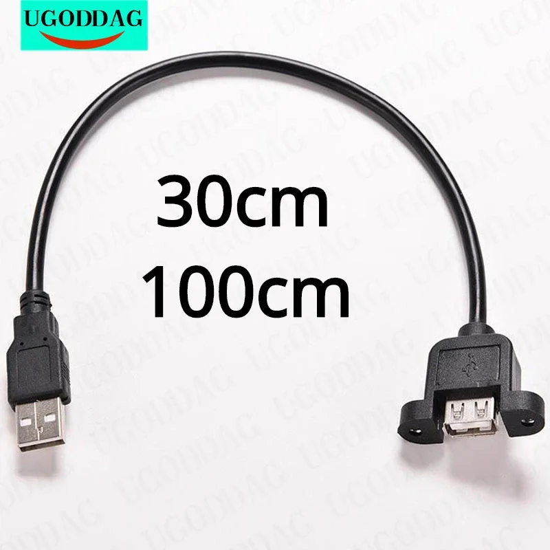 Drop Shipping 1PCS 30cm PC Computer Case USB Panel Mount Socket Port Extention Cable USB 2.0 Male To Female Extender Cable 100cm