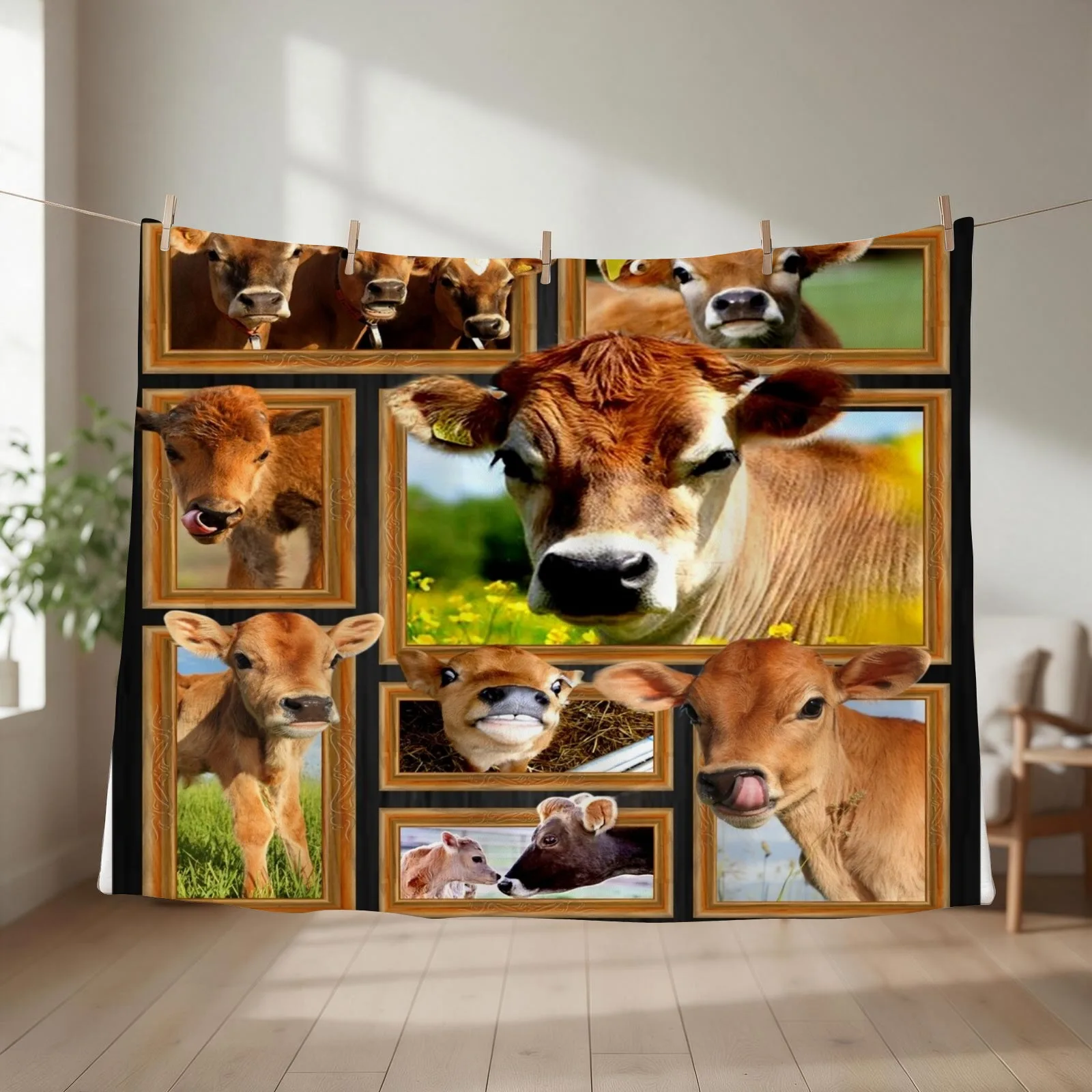Cute Jersey Cows Farmer Throw Blanket couch cozy soft plush fuzzy picnic outdoor blanket
