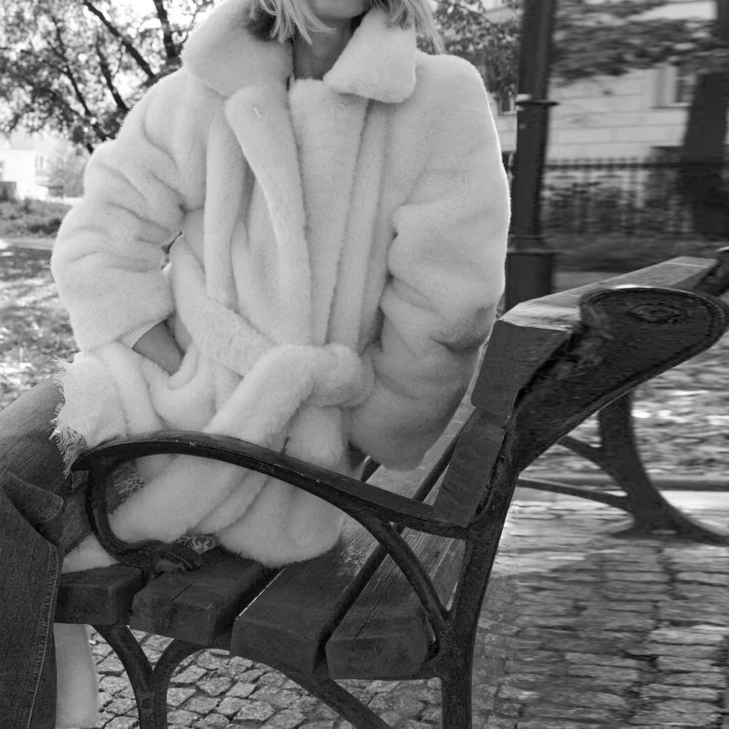 

Women's Sle Artificial Fur Coat with Belt Fall New Arrival 2025 Commute Sle Loose Fit Long Sve Button Closure