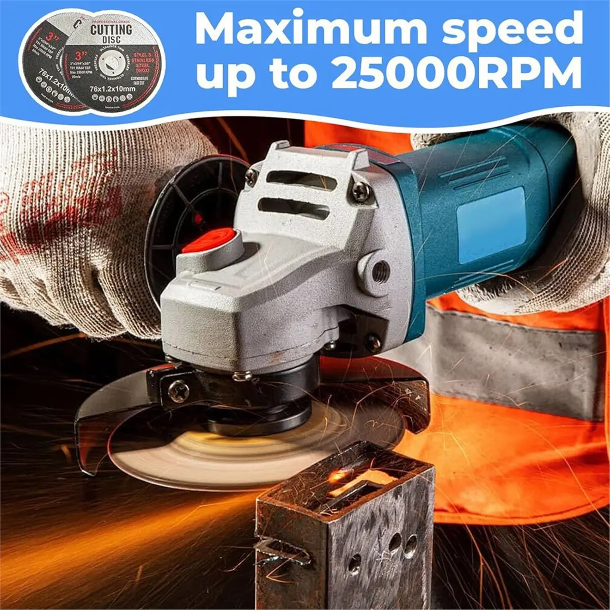 Budget-Friendly-Pack of 13 Cutting Discs, Angle Grinder Discs for 10 mm Bore, Angle Grinder Discs for Cutting Metal, Stone, Wood
