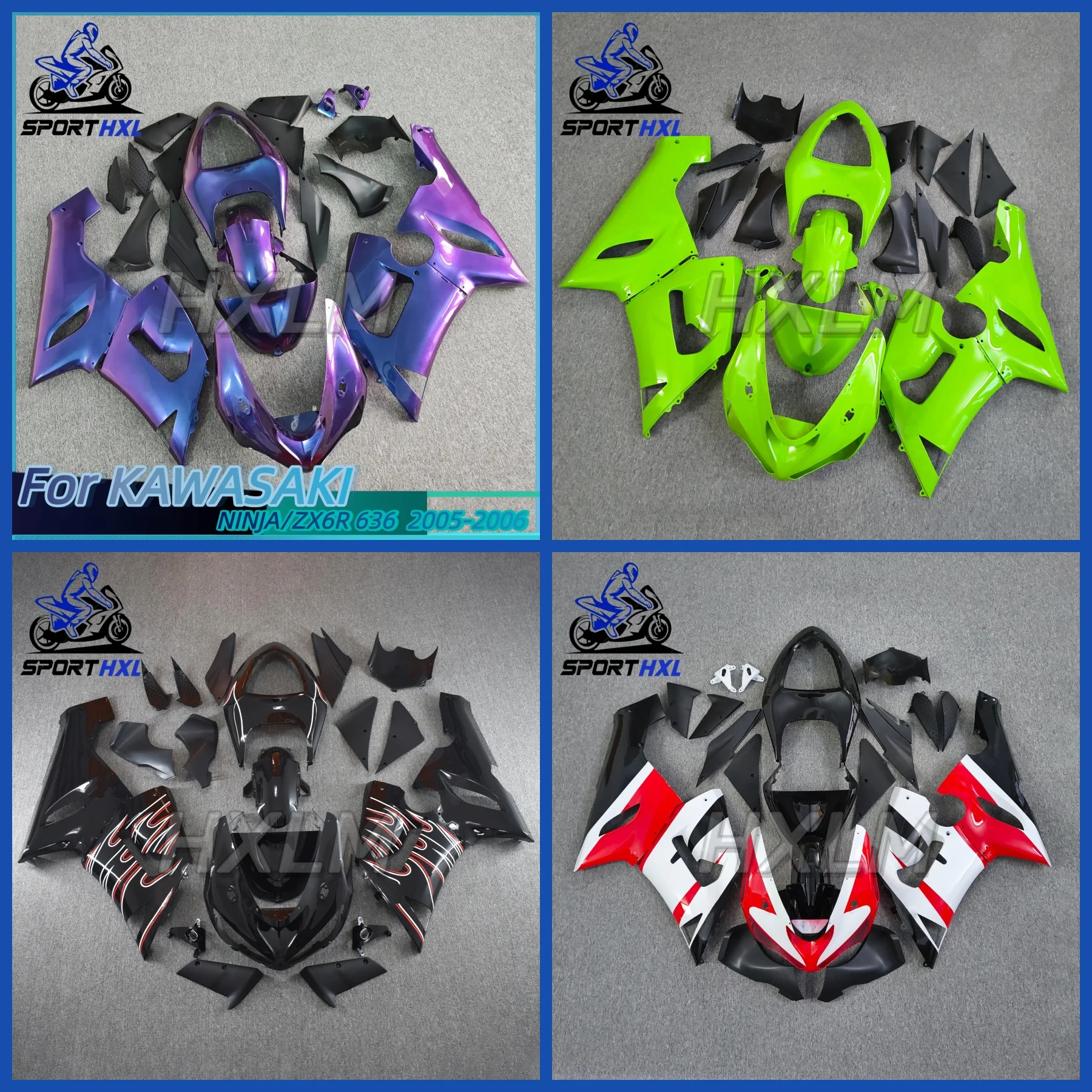 Multiple Choice Motorcycle Fairing Kits for Kawasaki Ninja ZX-6R 05 06 ZX 6R ZX6R 636 2005 2006 ABS Black Bodywork Set