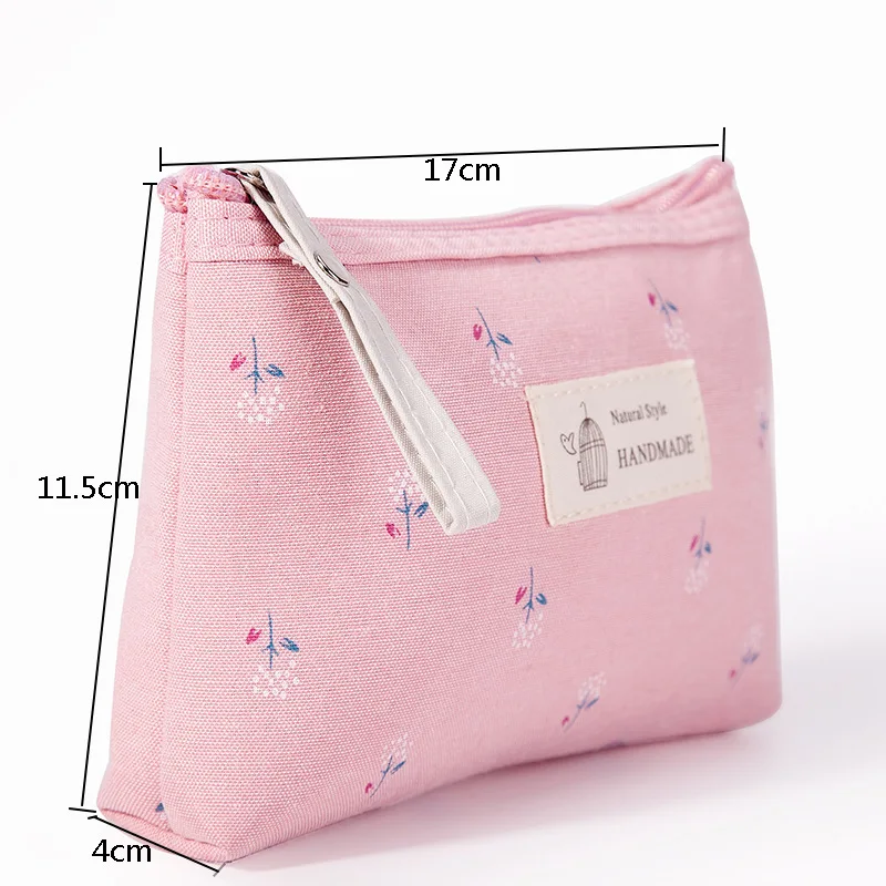 Korean Canvas Waterproof Cosmetic Bag women Makeup Bags Flower Makeup Pouch Pencil Case Skincare Storage Bag Toiletries Bag