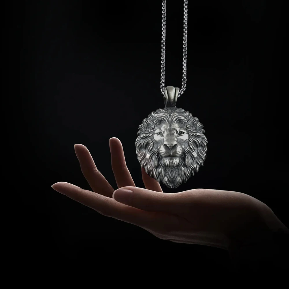 

Metal Lion Head Pendant Necklace Men's Hip Hop Necklaces Hot New Products European And American ins Personalized Jewelry