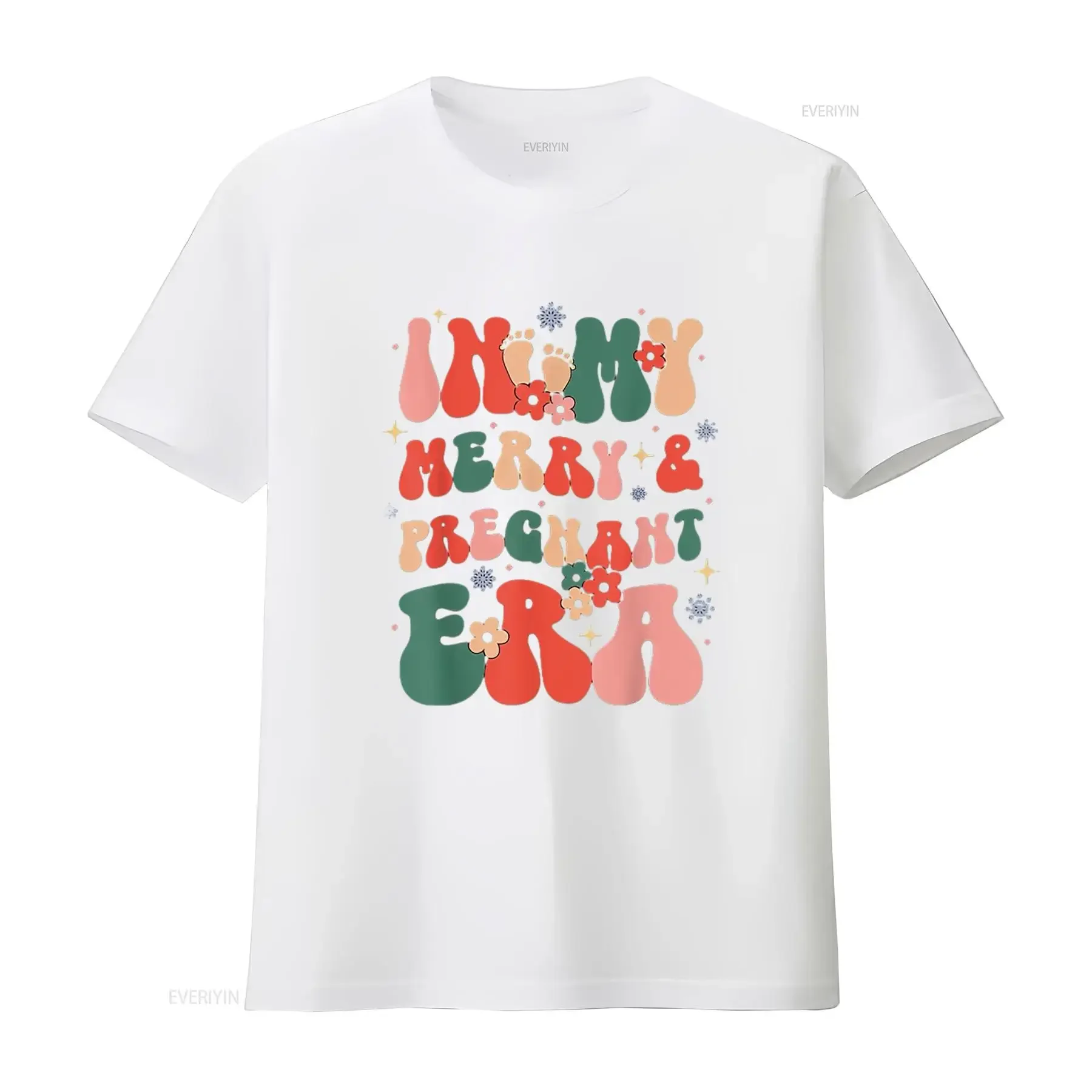 In My Merry And Pregnant Era Groovy Pregnancy Christmas Womens T Shirt vintage Washed Unisex Soft graphic streetwear