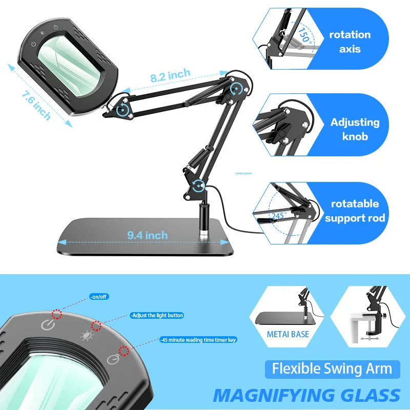 Cantilever Magnifying Glass Work Light Mobile Phone Circuit Board Repair Solder Joint Detection Engraving Special Desk Lamp