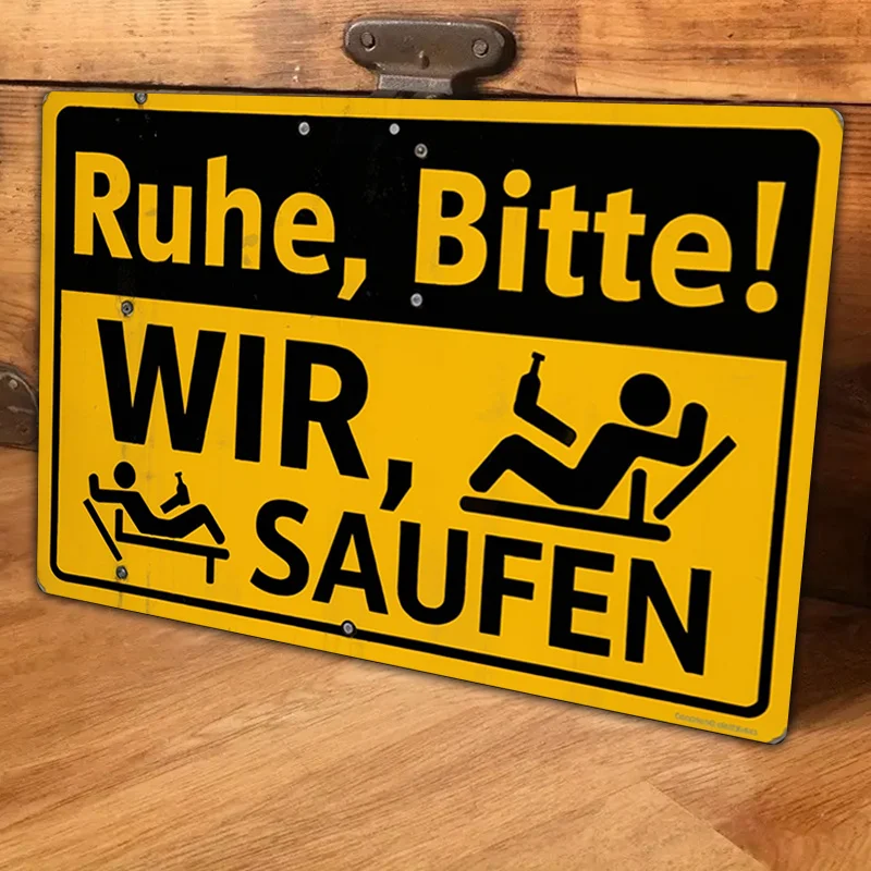 Room Decor  Humorous German Beer Sign, Aluminum 