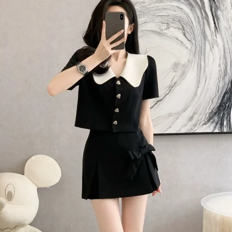 Kawaii 2-teilige Rock-Anzüge-Sets für Damen, koreanischer Stil, Kleidung, Trend 20225, Luxus-Designer-Jacke, Vintage-Outfit für Damen