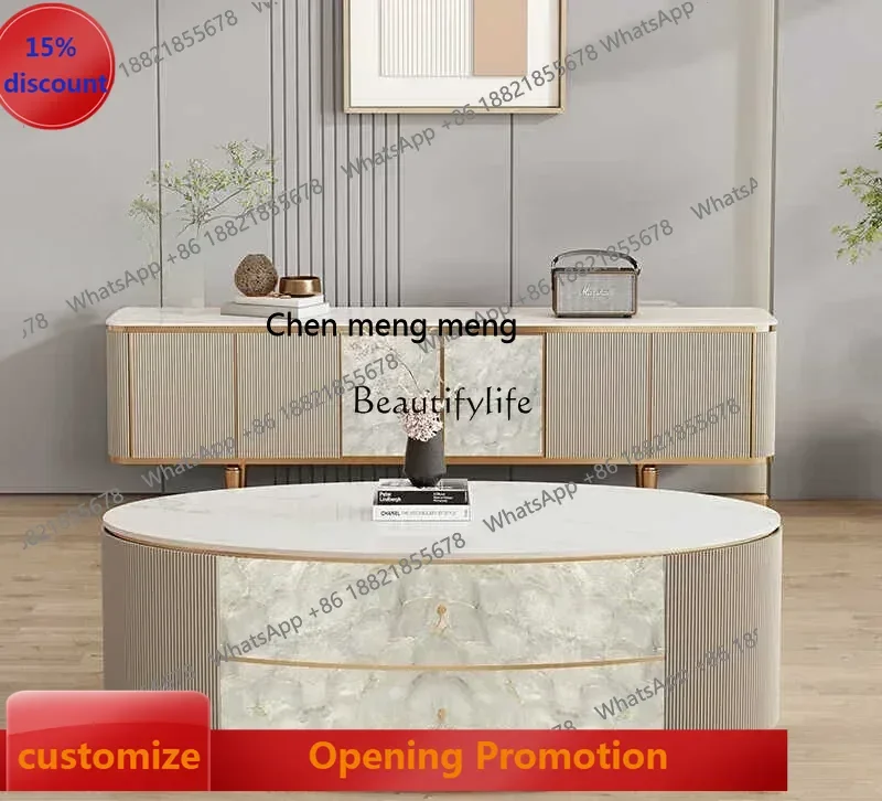 

New Arrivals Italian shell modern light luxury solid wood coffee table TV cabinet audio-visual cabinetss 7304