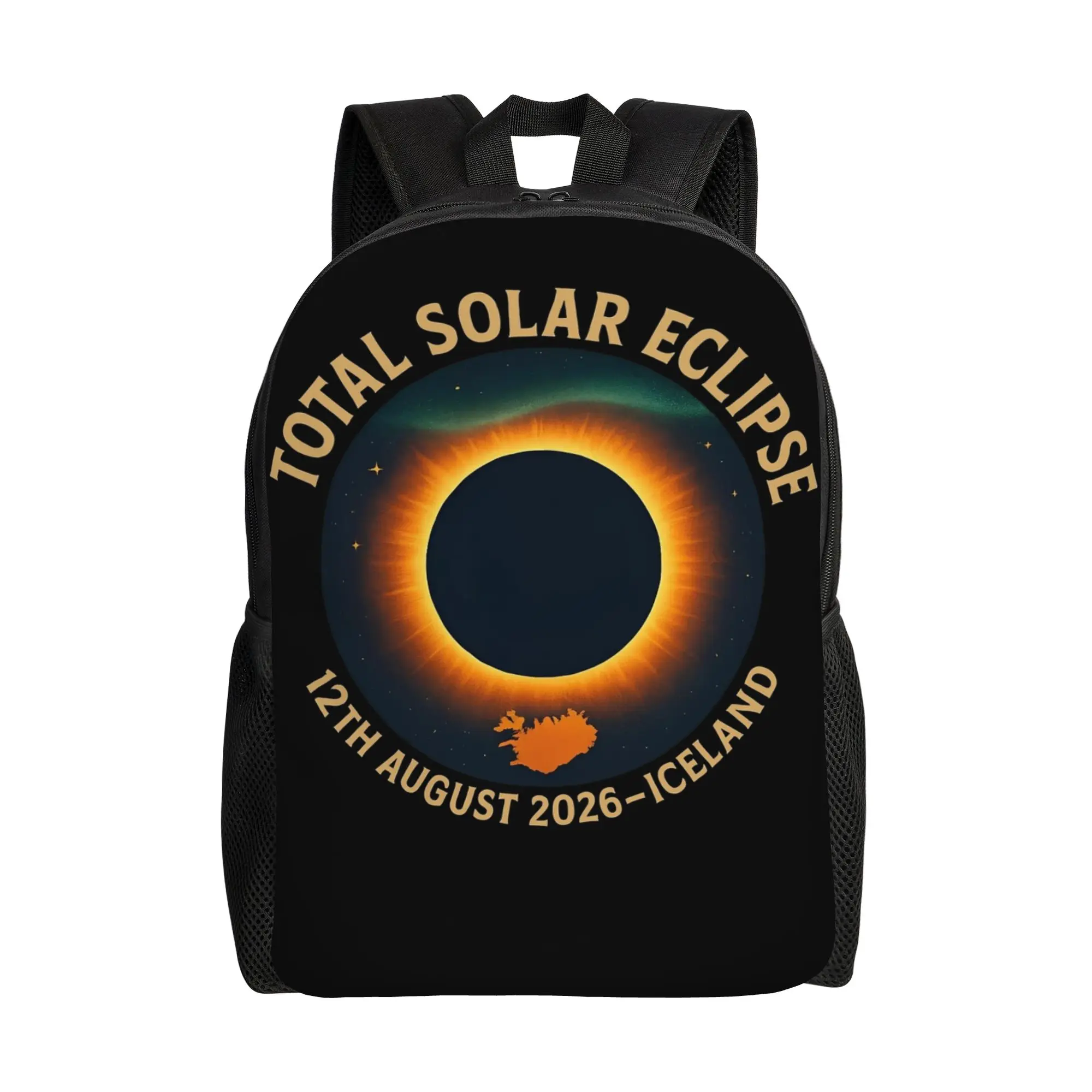 Total Solar Eclipse 12 August 2026 Iceland Backpack for Men Women Cool High School Daypack  Laptop Computer Shoulder Bag Sports