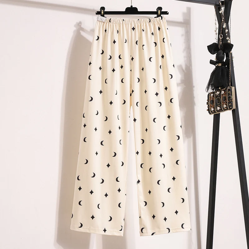 Long Loose Pregnancy Casual 95% Cotton Pajama Pants Plus Size Maternity Summer Trousers Lovely Patterns Printed Adjustable Waist