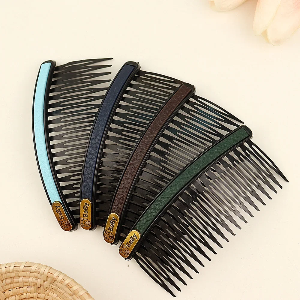 Women Side Bangs Hair Combs Hair Clips Simple Leather Back of The Head Hairpin Headwear Girls Hair Accessories