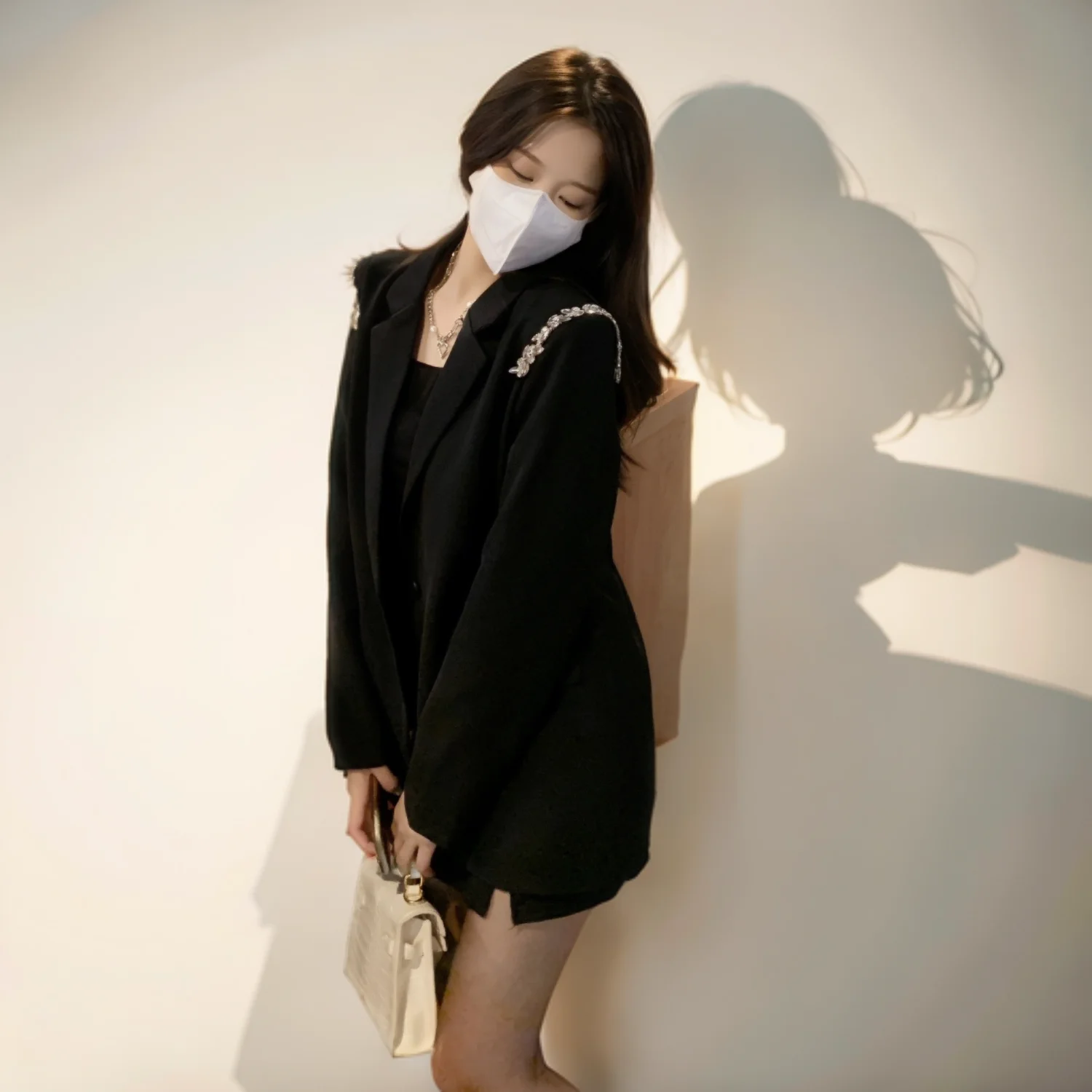 

Blazers Womans Classic Linen Cotton Boyfriend Brunch Social Ensemble Scalloped Edge Trim Heart Design Hollow Back Dreamy Elastic