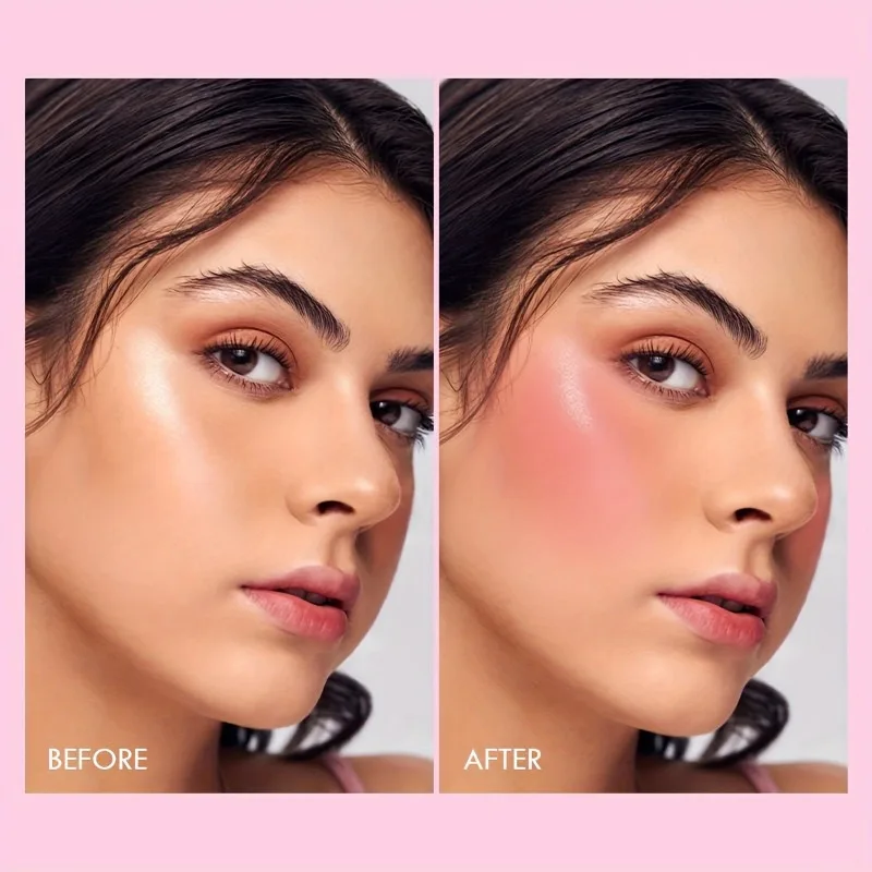 Matte Blush Palette met 6 schaduwen - Waterdicht, opbouwbare dekking voor alle huidtinten, verbetert de natuurlijke glans met perzik- en roze tinten