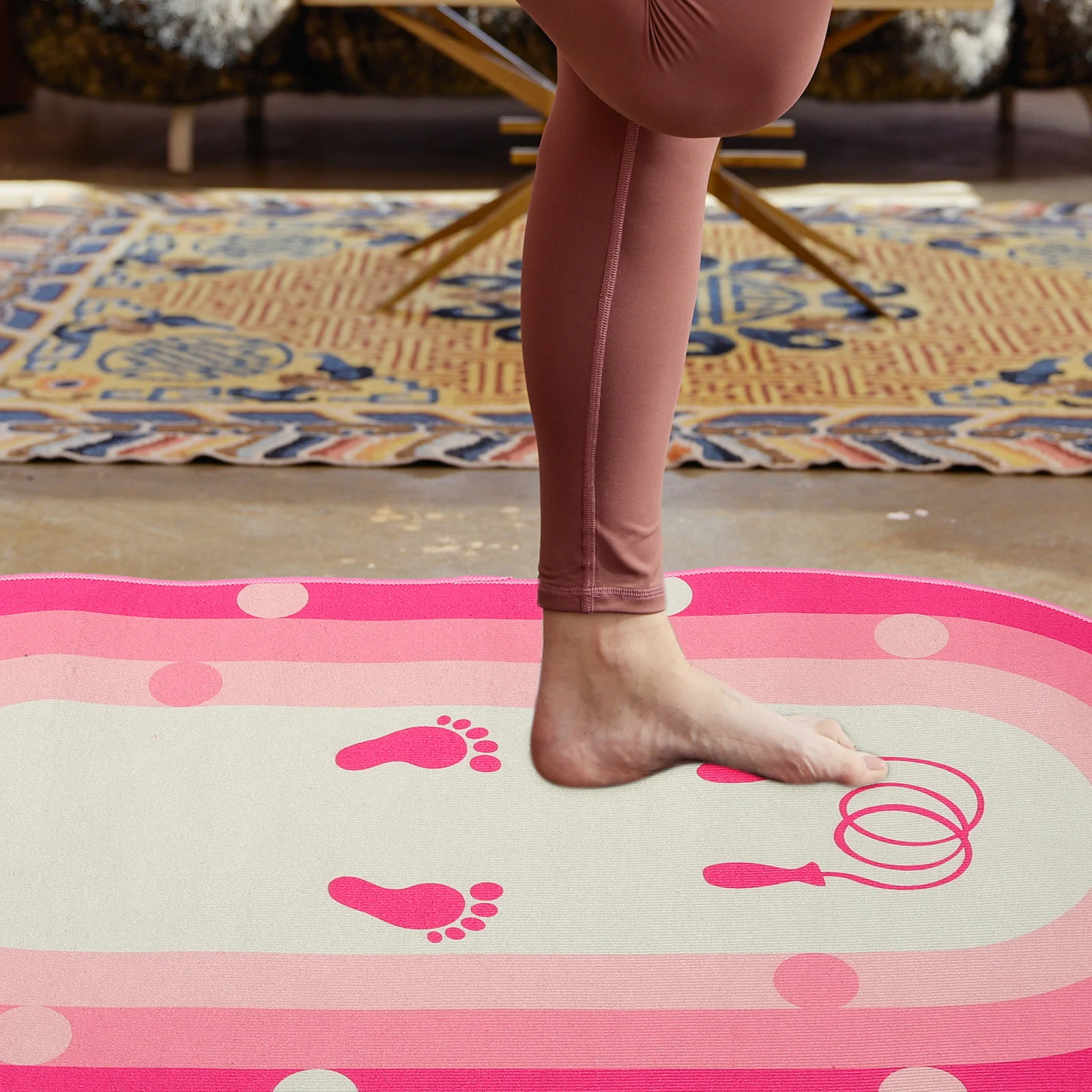 حصيرة حبل القفز المحمولة للتمرين المنزلي، وسادة الطفر العازلة للصوت، متعددة الوظائف، اليوغا، اللياقة البدنية، ممارسة التدريب، حصيرة رياضية