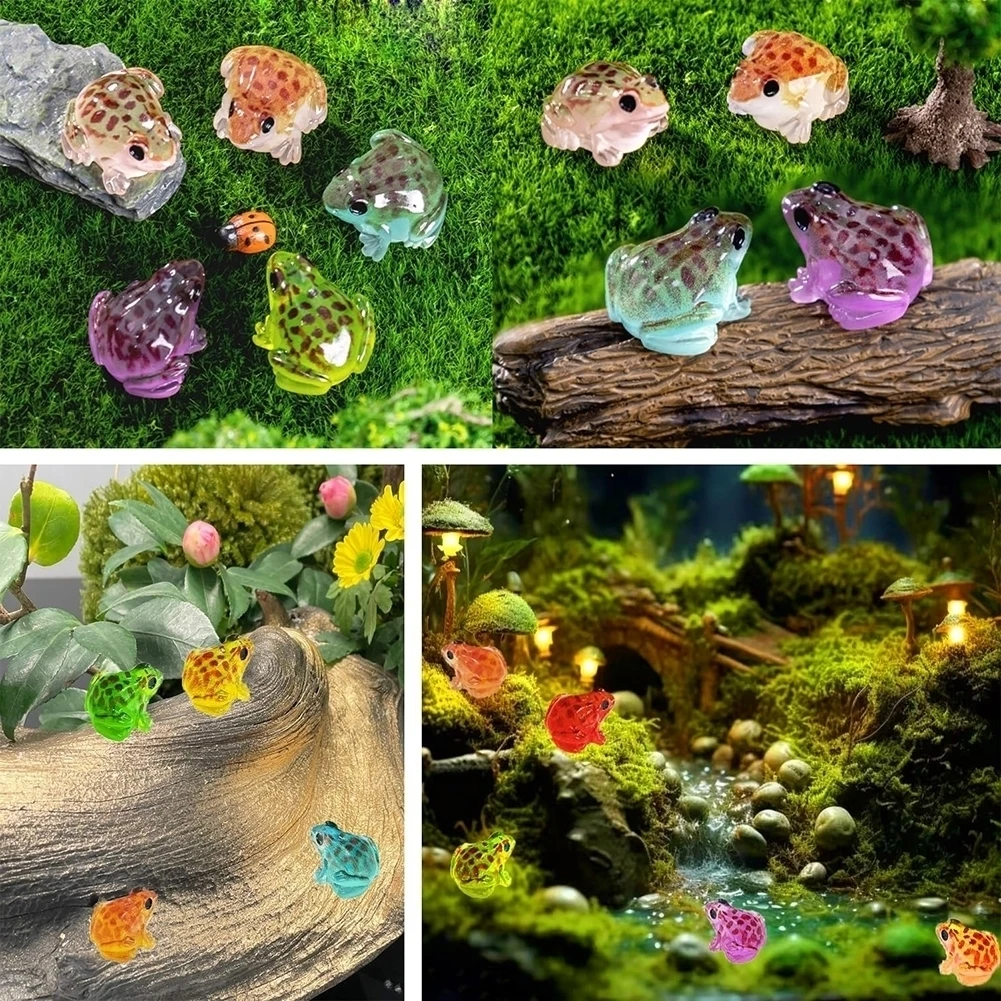 

Set of 60 Glow in The Dark Mini Resin Frogs for Garden and Craft Decoration Luminous Additions for Outdoor Scenes