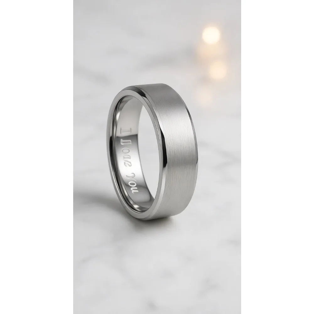 

Серебряное обручальное кольцо с матовой отделкой и скошенными краями, 4 мм, 6 мм, 8 мм, с гравировкой «Я люблю тебя всегда и навсегда», размеры 4-15