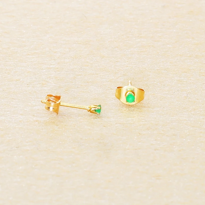 316l الفولاذ المقاوم للصدأ مع خمر الأحجار الزجاجية الخضراء قرط الاذن المرصع IP تصفيح لا تتلاشى الحساسية الحرة جودة مجوهرات هدية