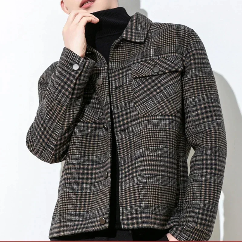 Winter Tcyeek Man Clothing Double Face Woolen Jacket Short Men's Wool Slim Casual Male Coat Abrigo Invierno Hombre