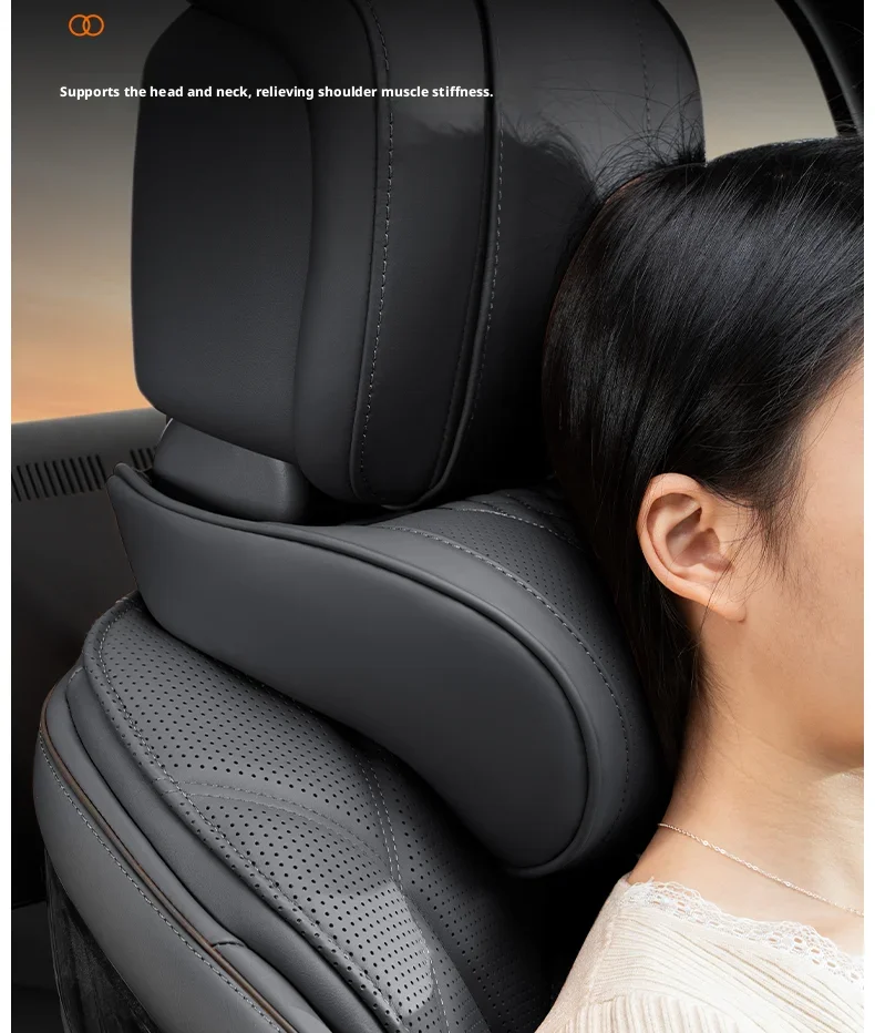 Luxuriöses Nappa-Leder-Latex-Nackenkissen für XPENG G3i P7 P7i P7+ G6 G9 G7 EREV X9 MONA M03 GX – Ergonomische Unterstützung für den Auto-Rückenbereich – Detail 4